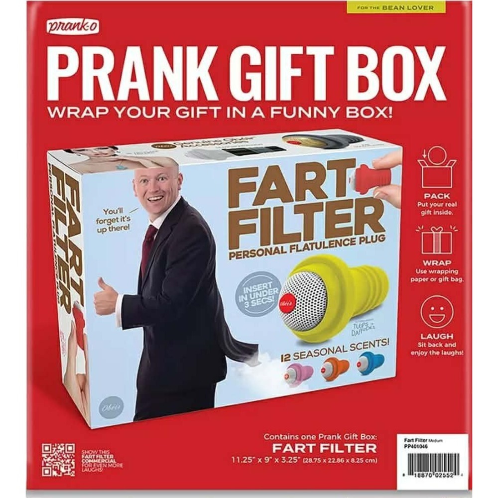Prank-O Fart Filter Prank Gift Box Funny Gag Gift Wrap White Elephant PP401046